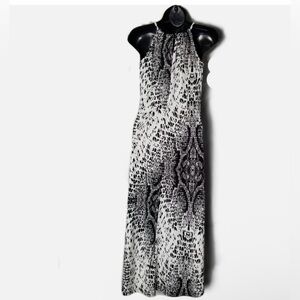 New York & Company Black and White Animal-Print Halter Top